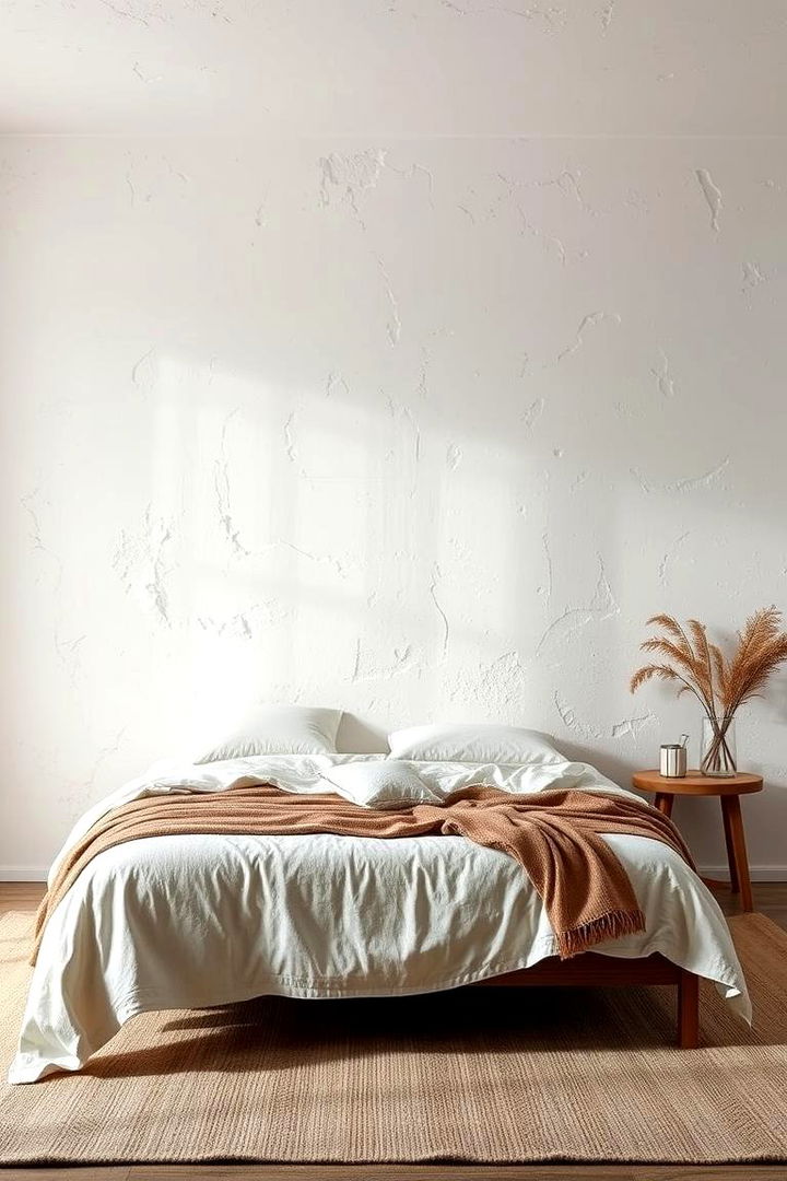 Textured White Walls for Warmth - 22 Small White Bedroom Ideas