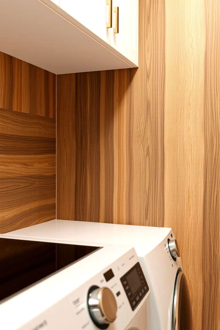 Textured Wood Finishes - 22 Laundry Room Backsplash Ideas