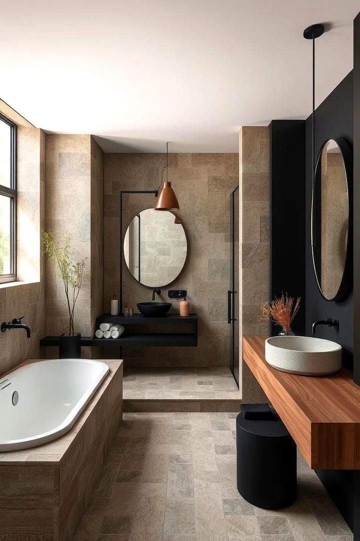 That Enriches Natural Textures - 22 Black Bathroom Ideas