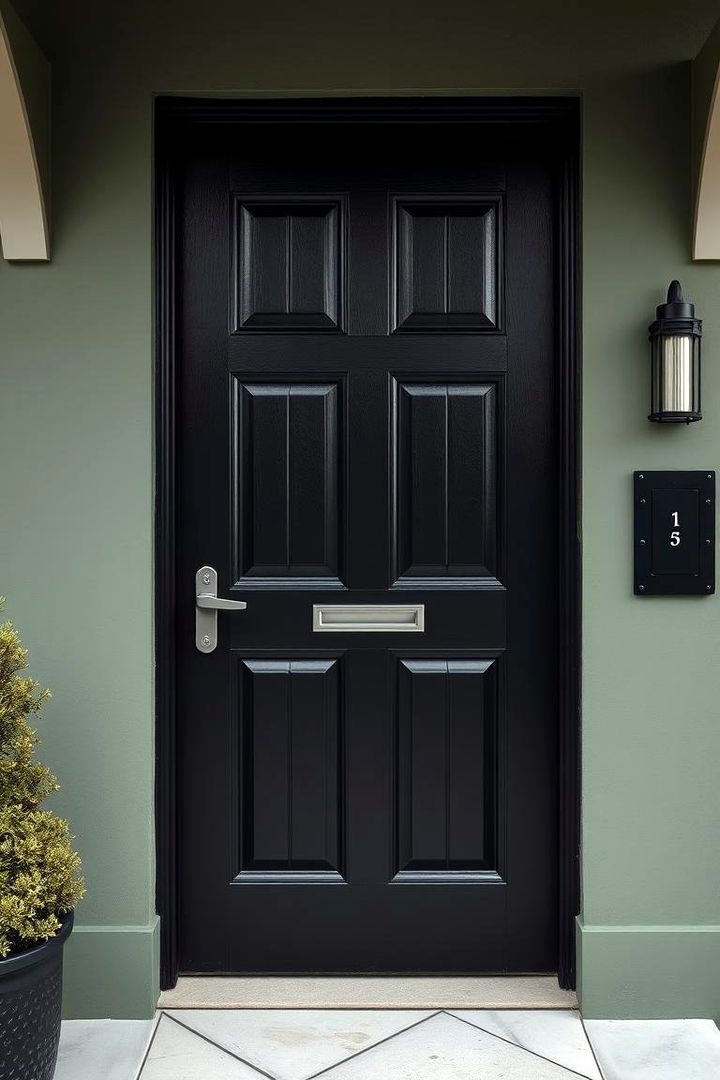 The Drama of the Black Door - 22 Sage Green House With Black Door