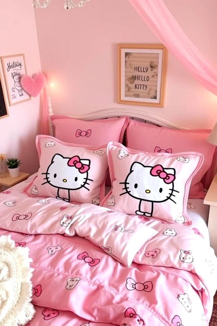 Themed Bedding and Pillow Arrangements - 22 Hello Kitty Bedroom Ideas