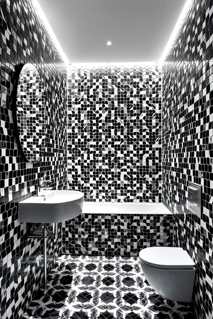 These Bold Tile Designs - 22 Black Bathroom Ideas