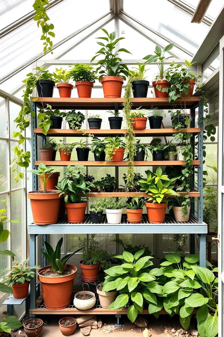 Tiered Shelving for Plant Display - 22 Greenhouse Shelving Ideas