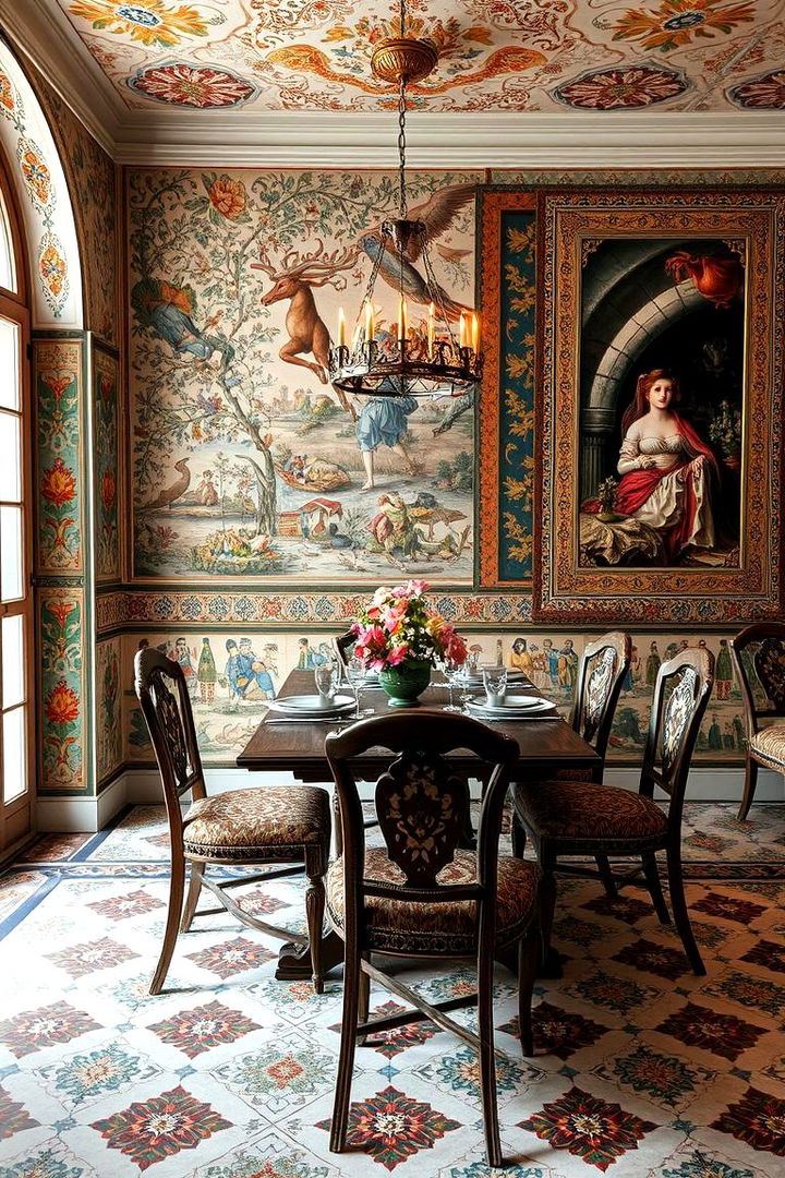 Tile and Tapestry Accents - 22 French Country Dining Room Ideas