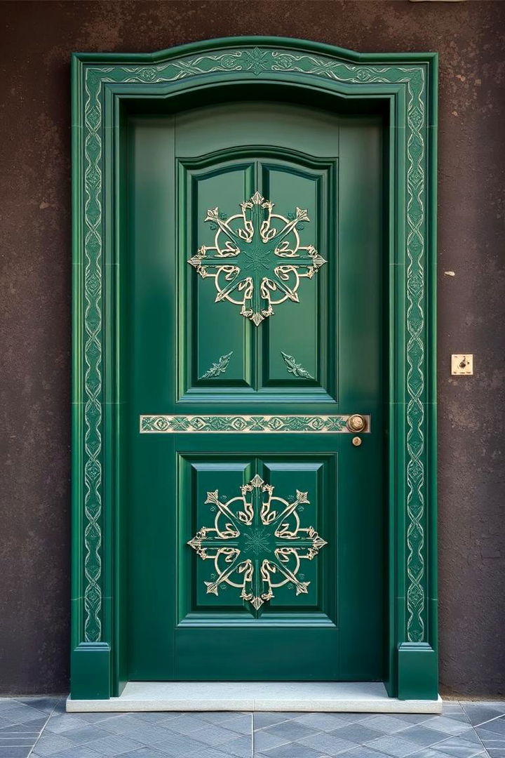 Tiled Accent Details - 22 Emerald Green Front Door Ideas