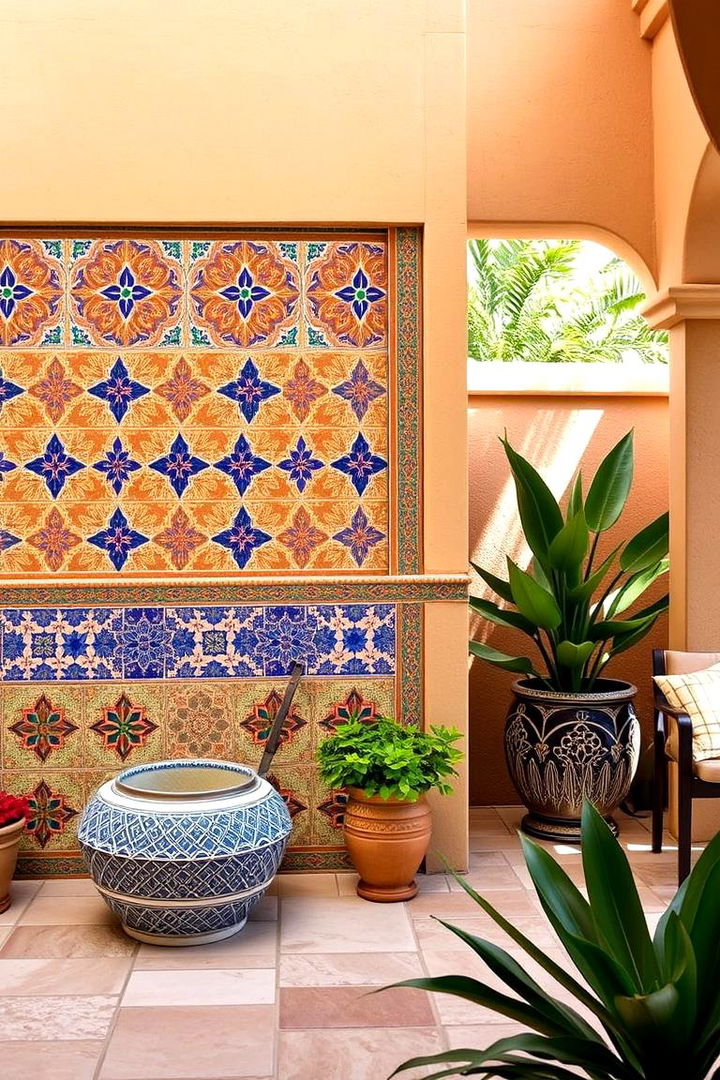 Tiled Accent Walls - 22 Mediterranean Patio Ideas