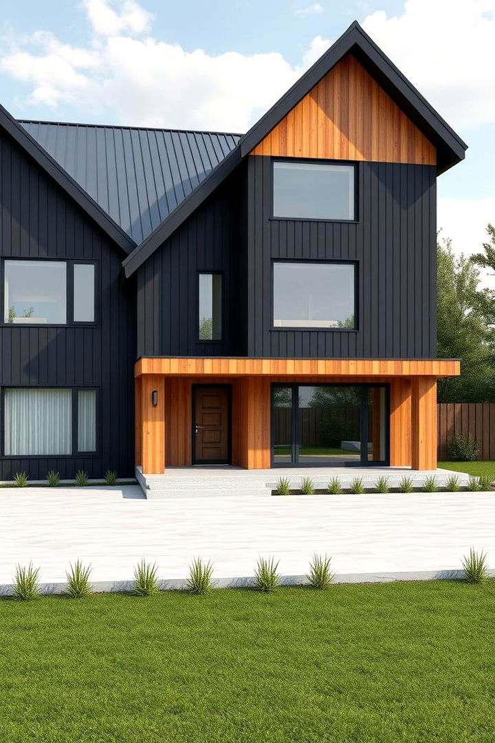 Timeless Aesthetic Appeal - 22 Black House With Cedar Accents