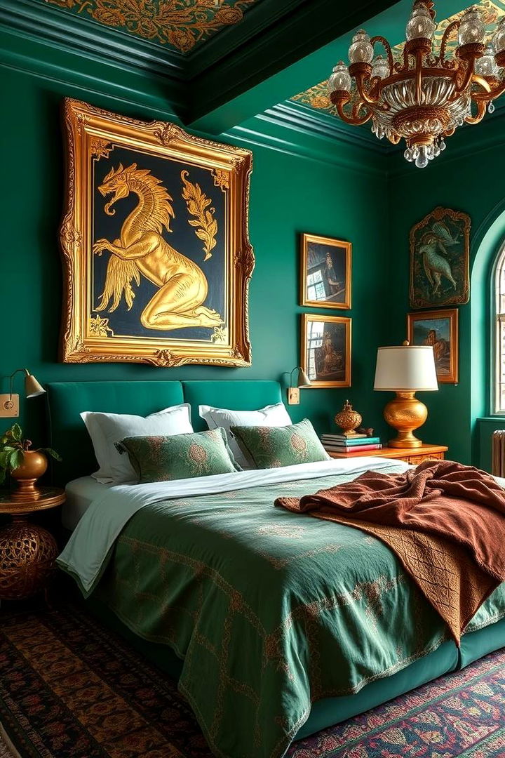Timeless Artistic Flair - 22 Emerald Green and Gold Bedroom Ideas