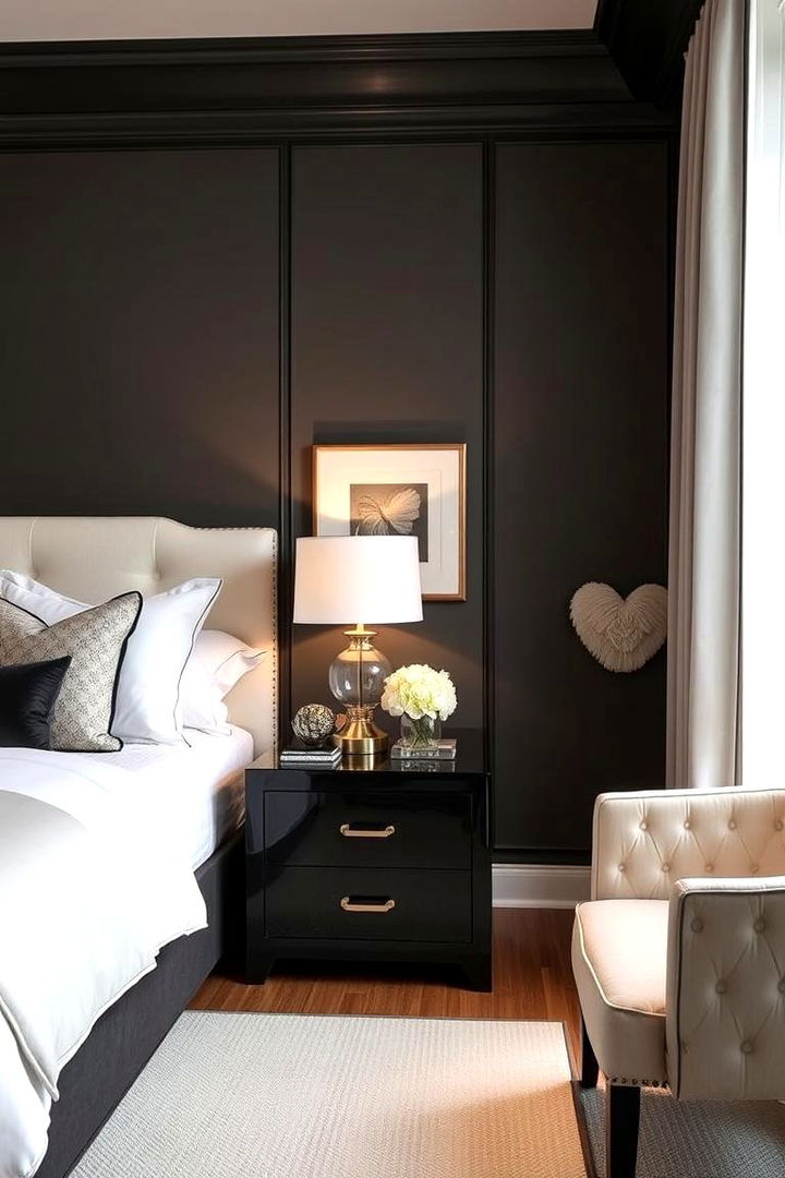 Timeless Black Accents - 22 Black and White Bedroom Ideas