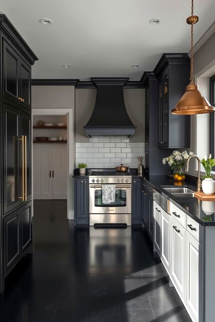Timeless Black Floor with Modern Touches - 22 Black Floor Kitchen Ideas
