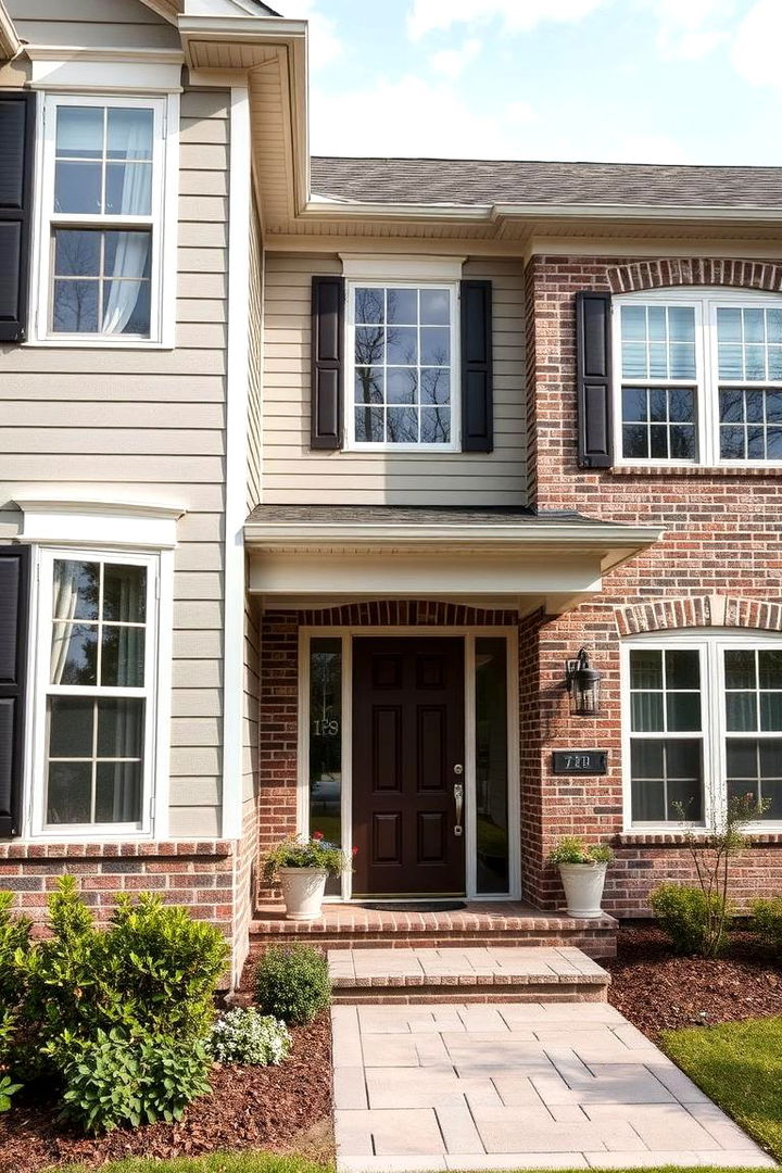 Timeless Blend Neutral Vinyl with Mixed Pattern Bricks - 22 Vinyl Siding and Brick Combinations