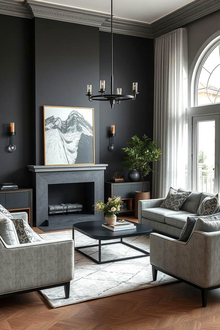 Timeless Charcoal Accents in Living Rooms - 22 Monochromatic Color Schemes for Rooms