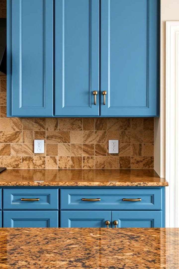 Timeless Charm of Brown Granite Countertops - 22 blue kitchen cabinets with brown granite countertops
