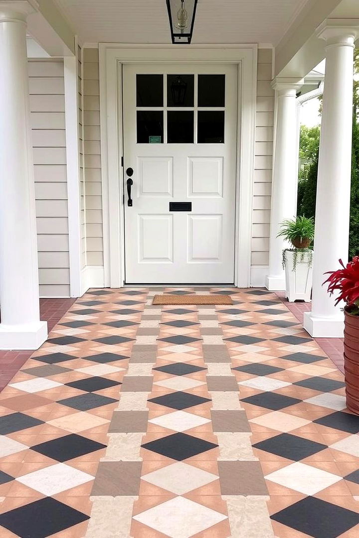 Timeless Checkerboard Display - 22 Front Porch Tile Ideas