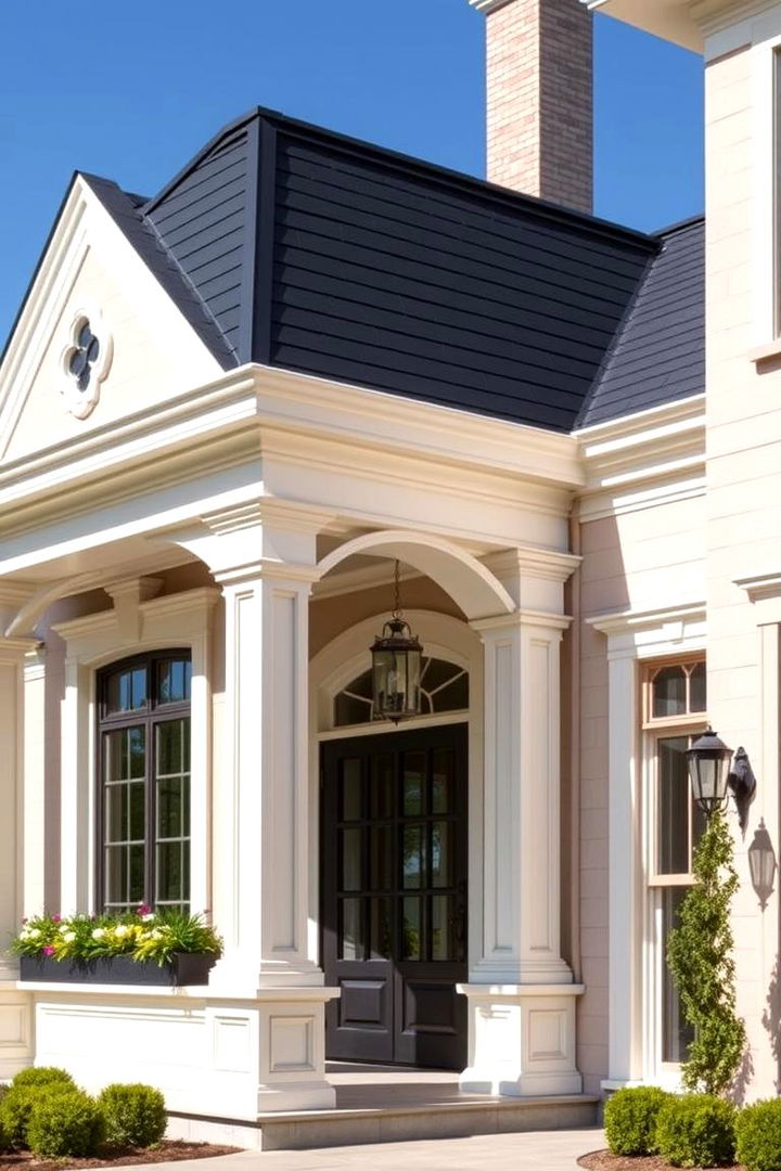 Timeless Chic Detailing - 22 Exterior Home with a Black Roof Ideas