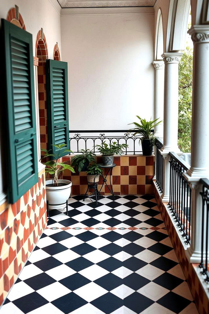 Timeless Classic Checkerboard - 22 Balcony Tiles Ideas