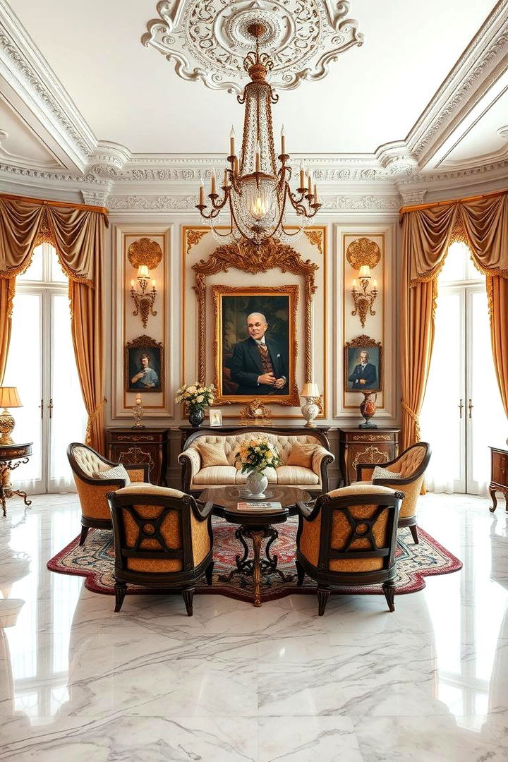 Timeless Classic Elegance - 22 Marble Floor Living Room Ideas