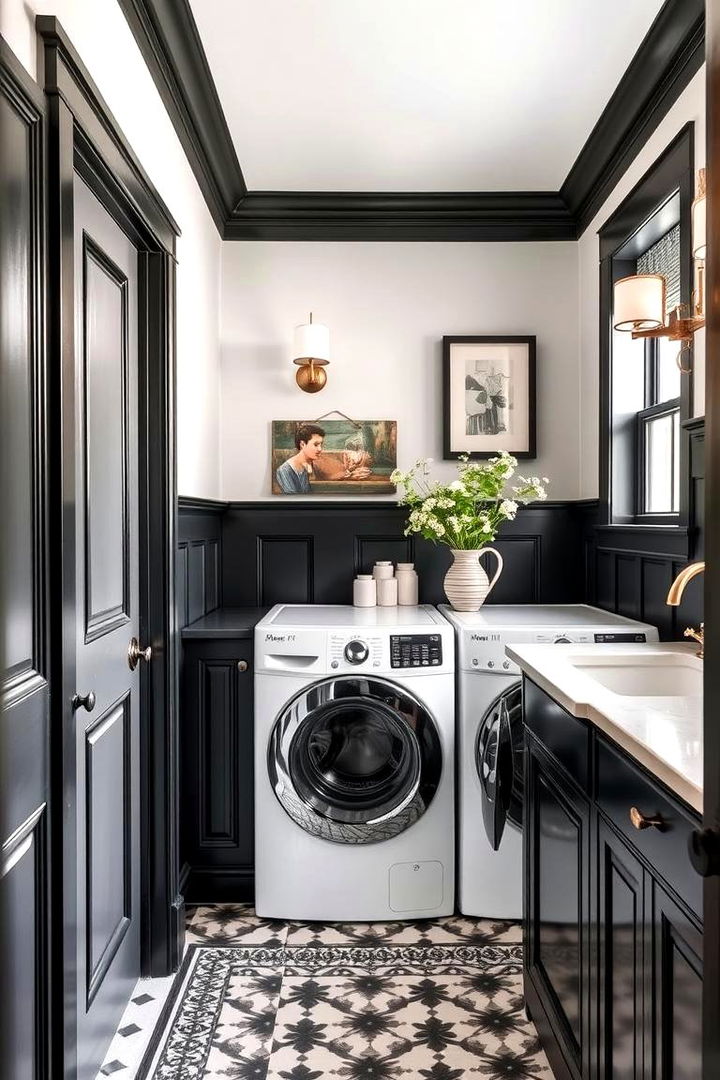 Timeless Classic Elements - 22 black laundry room ideas