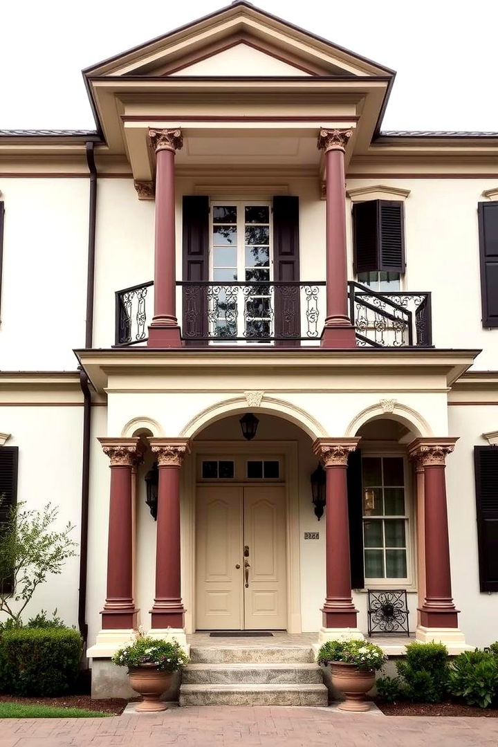 Timeless Colonial Appeal - 22 Cream and Brown House Exterior Ideas