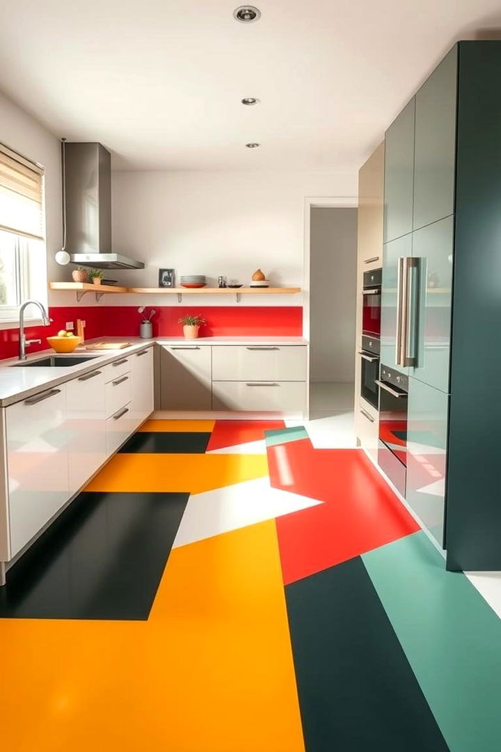 Timeless Color Blocking - 22 Linoleum Kitchen Flooring Ideas