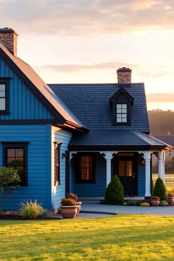 Timeless Country Appeal - 22 Blue House With Black Trim Ideas