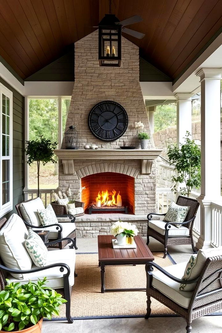 Timeless Design Inspirations - 22 Screened-in Porch With Fireplace Ideas
