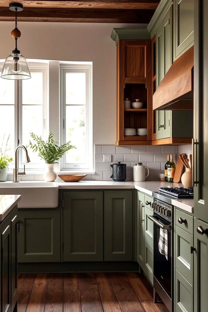 Timeless Elegance Through Earthy Tones - 22 Rustic Sage Green Kitchen Cabinets