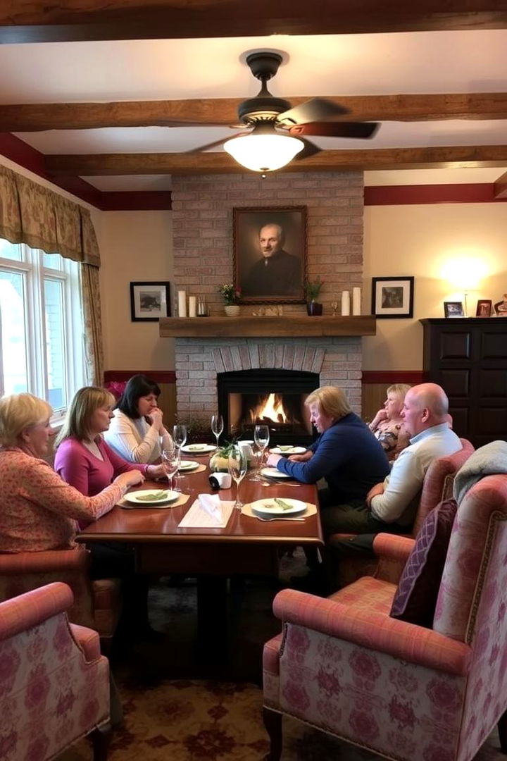 Timeless Family Gathering with Inviting Fireplace - 22 Dining Room With Fireplace Ideas
