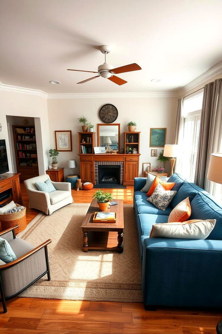 Timeless Family Room - 22 Blue Couch Living Room Ideas