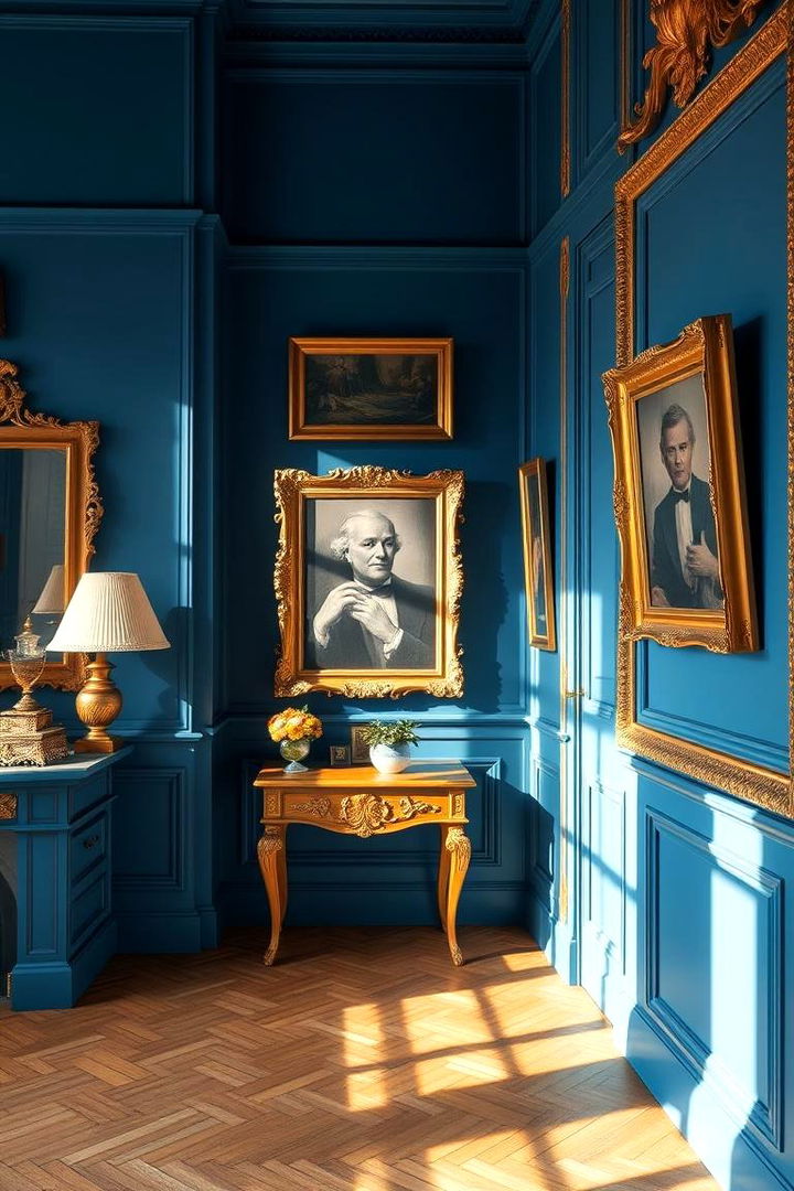 Timeless Gold Details - 22 Blue and Gold Living Room Ideas
