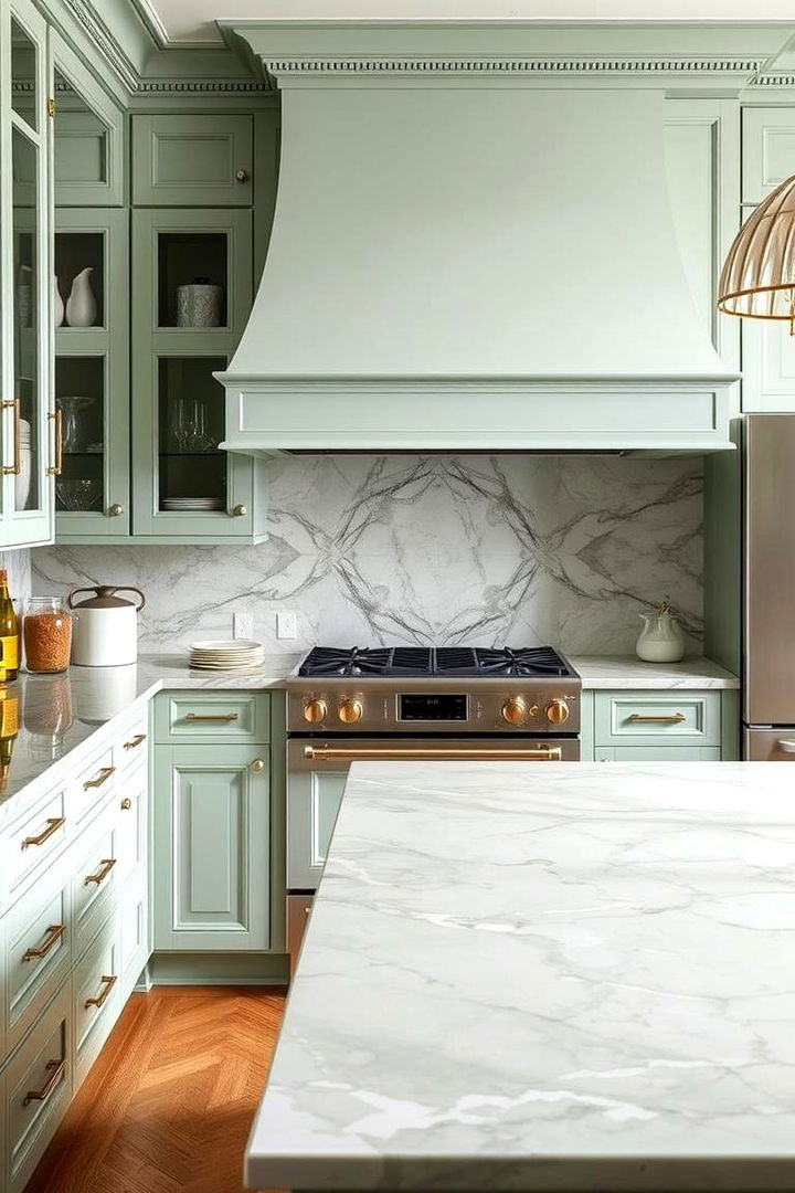 Timeless Green Marble with Soft Tones - 22 Green Marble Countertop Design Ideas
