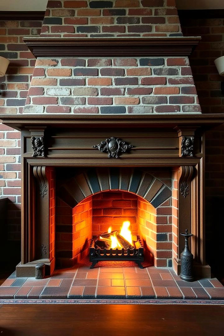 Timeless Heritage Flame - 22 Rustic Brick Fireplace Ideas