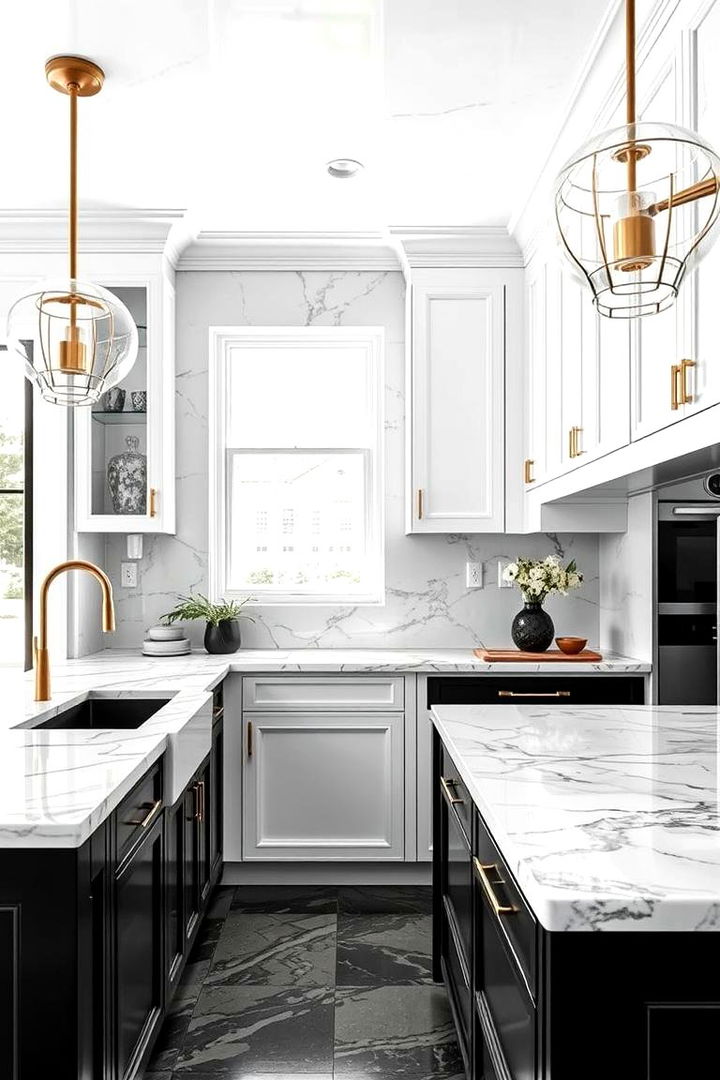 Timeless Marble Elements - 22 black white and gold kitchen ideas