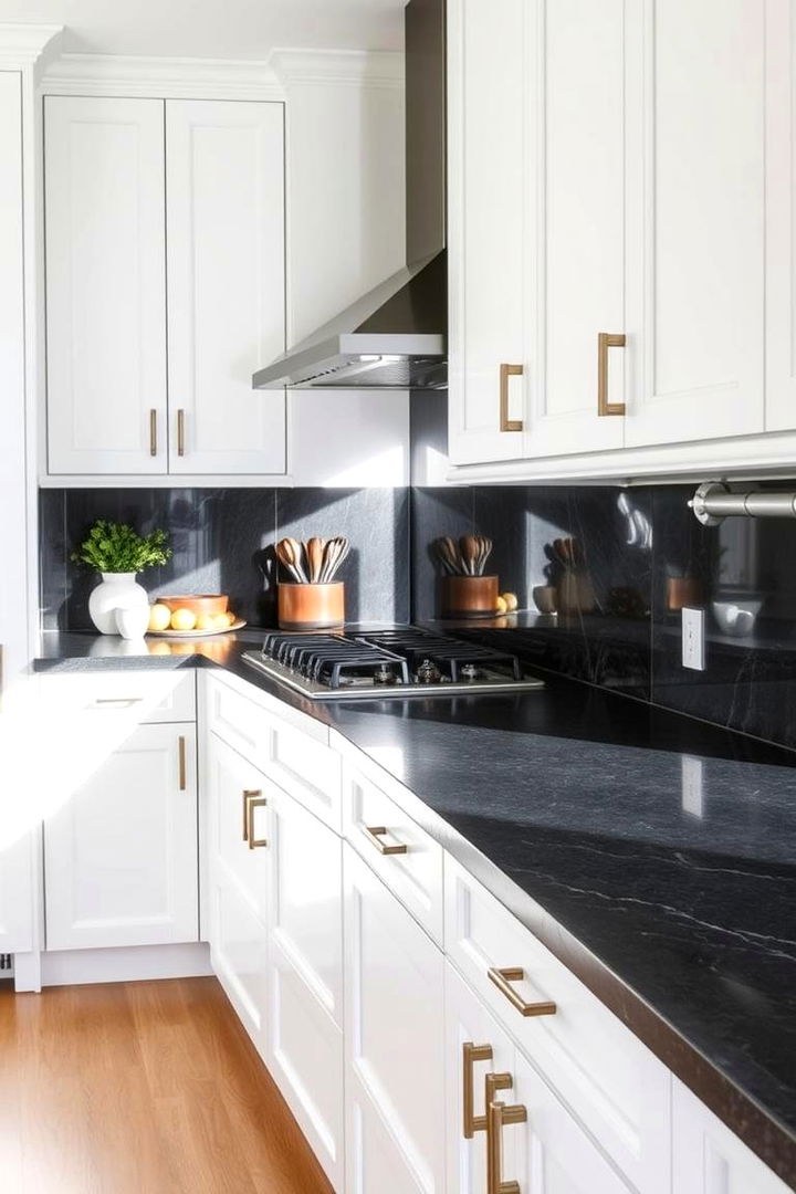 Timeless Modern Design - 22 kitchen with dark countertops and light cabinets