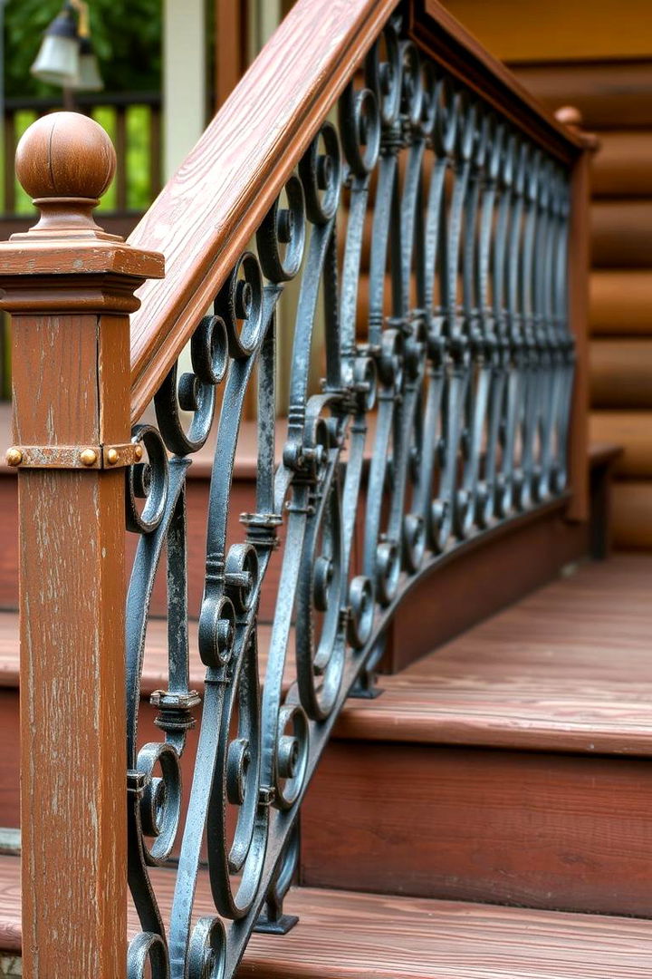 Timeless Rustic Iron Railings - 22 Deck Steps Ideas