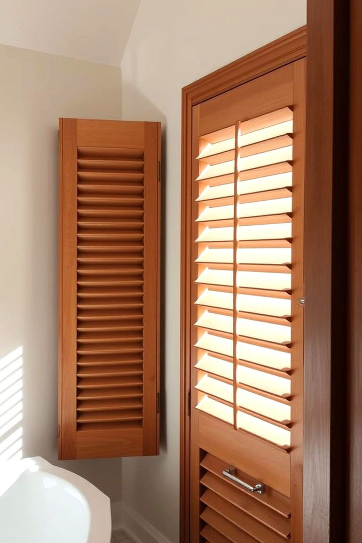 Timeless Shutter Panels - 22 Bathroom Window Treatment Ideas