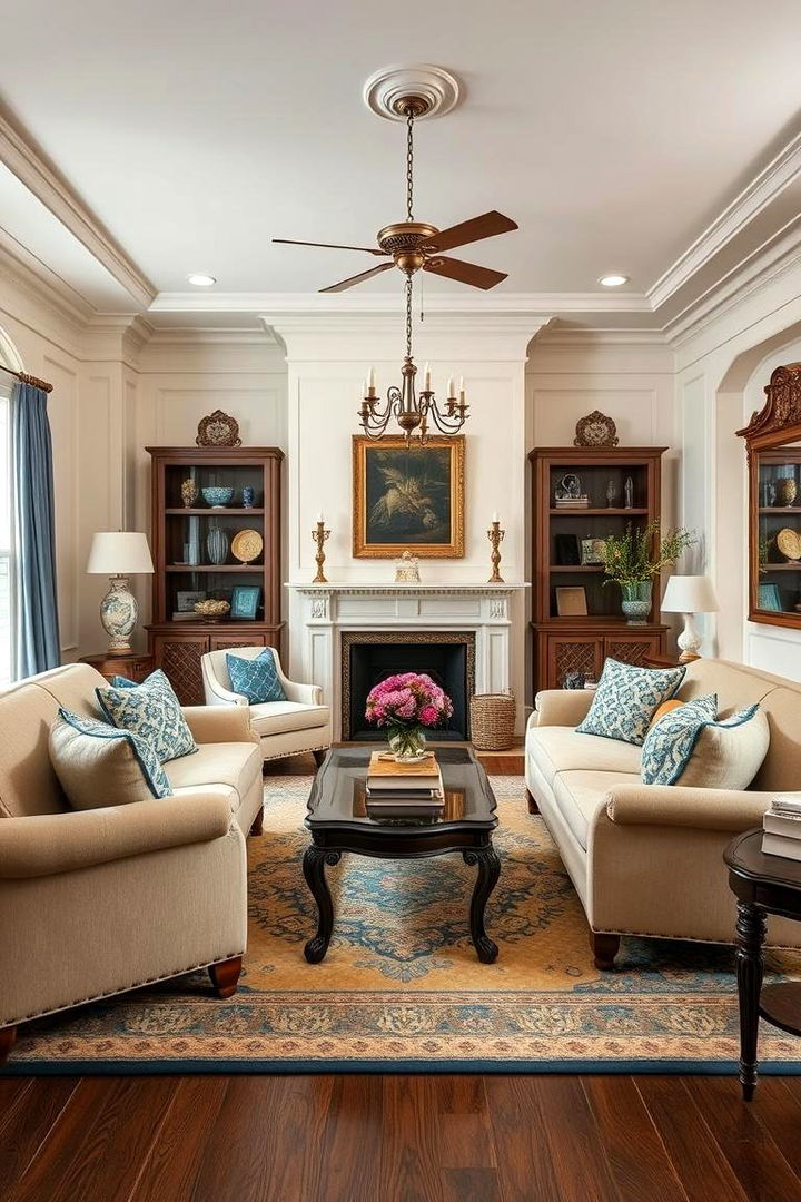 Timeless Traditional Style - 22 blue and beige living room ideas