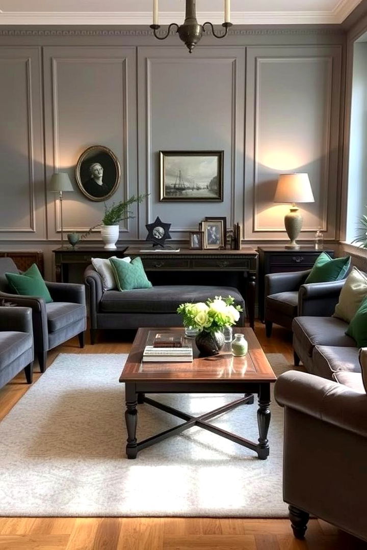Timeless Tranquility Classic Grey with Pops of Green - 22 Green and Grey Living Room Ideas