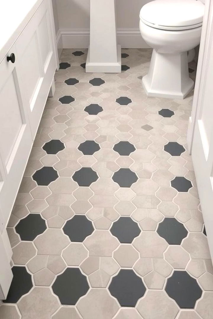 Timeless Two Tone Look - 22 Penny Tile Bathroom Floor Ideas