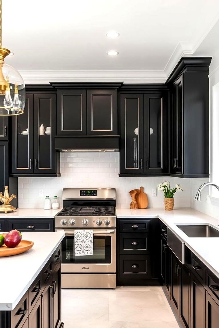 Timeless Versatility in Kitchen Spaces - 22 Black Kitchen Cabinets With White Countertops