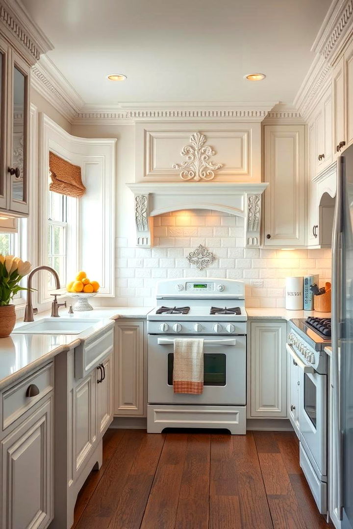 Timeless White Kitchen with Classic Details - 22 Kitchen With White Appliances Ideas