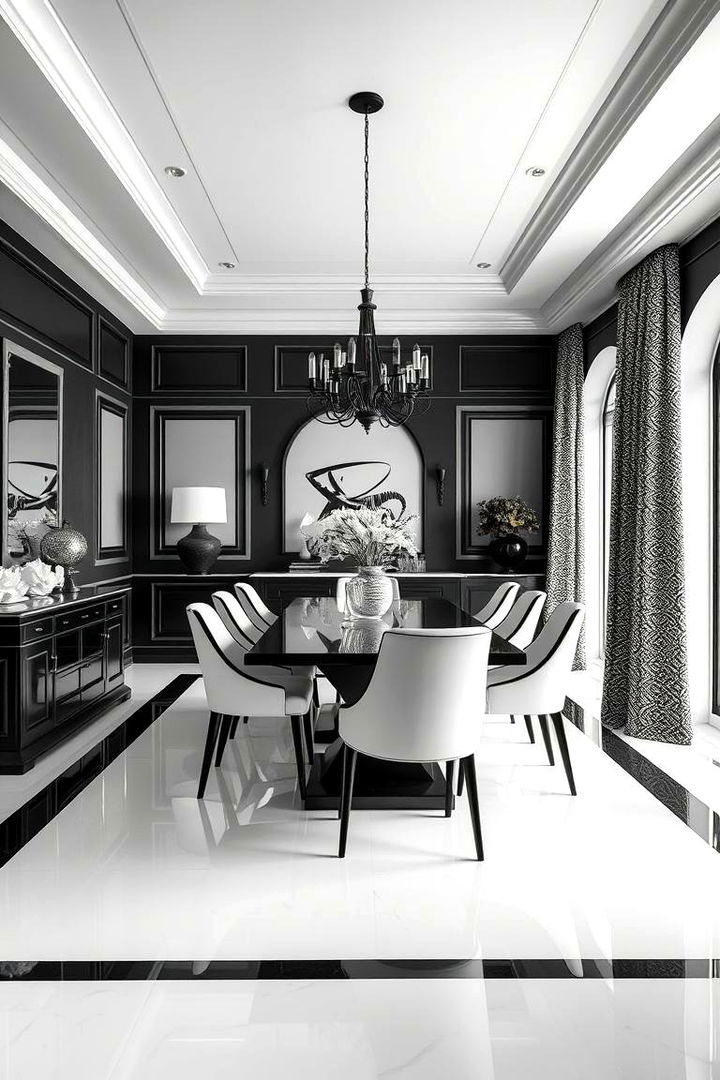 Timeless White and Black Contrast - 22 Transitional Dining Room Ideas
