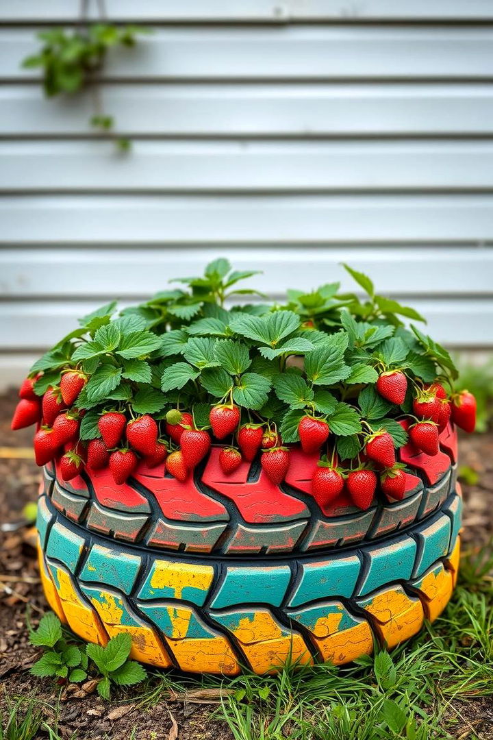 Tire Strawberry Planter - 22 Strawberry Planter Ideas