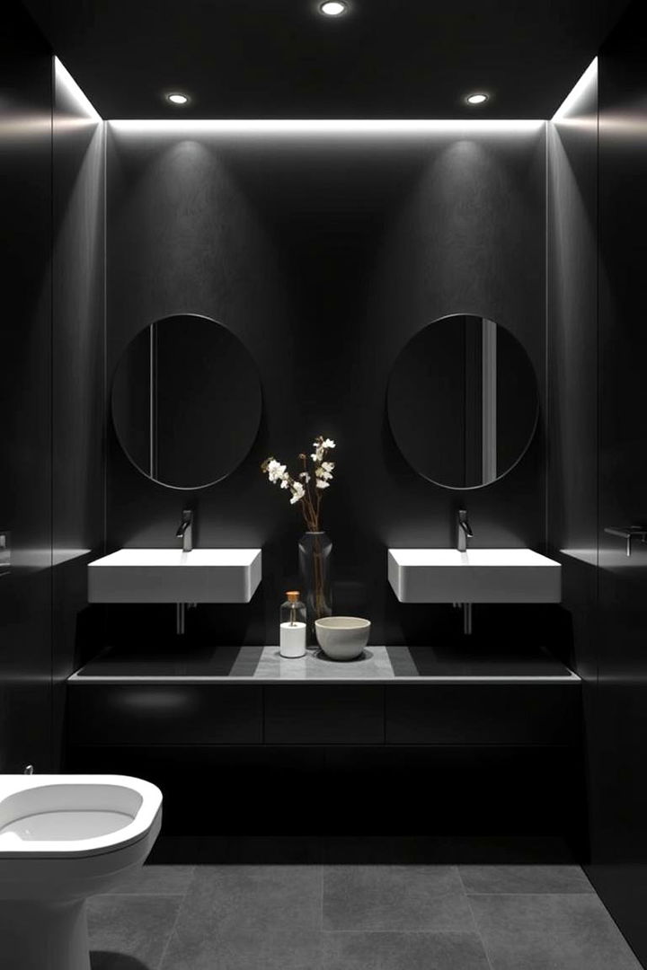 To Emphasize Minimalistic Elegance - 22 Black Bathroom Ideas