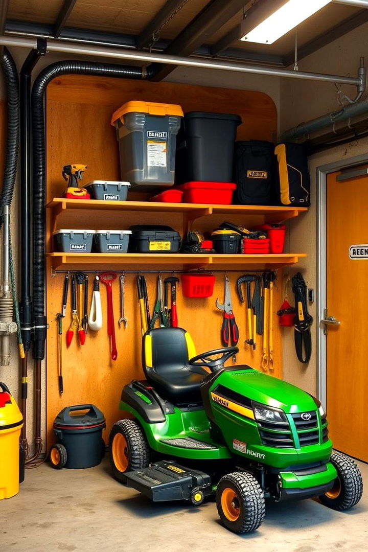Tool Hangar Integration - 22 Lawn Mower Storage Ideas