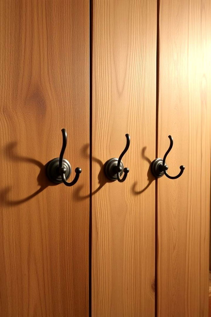 Towel Hooks on Wooden Plank - 22 Towel Display Ideas