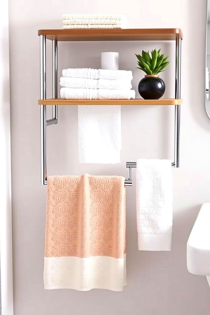 Towel Racks with Shelf Combos for Dual Functionality - 22 Bathroom Wall Storage Ideas