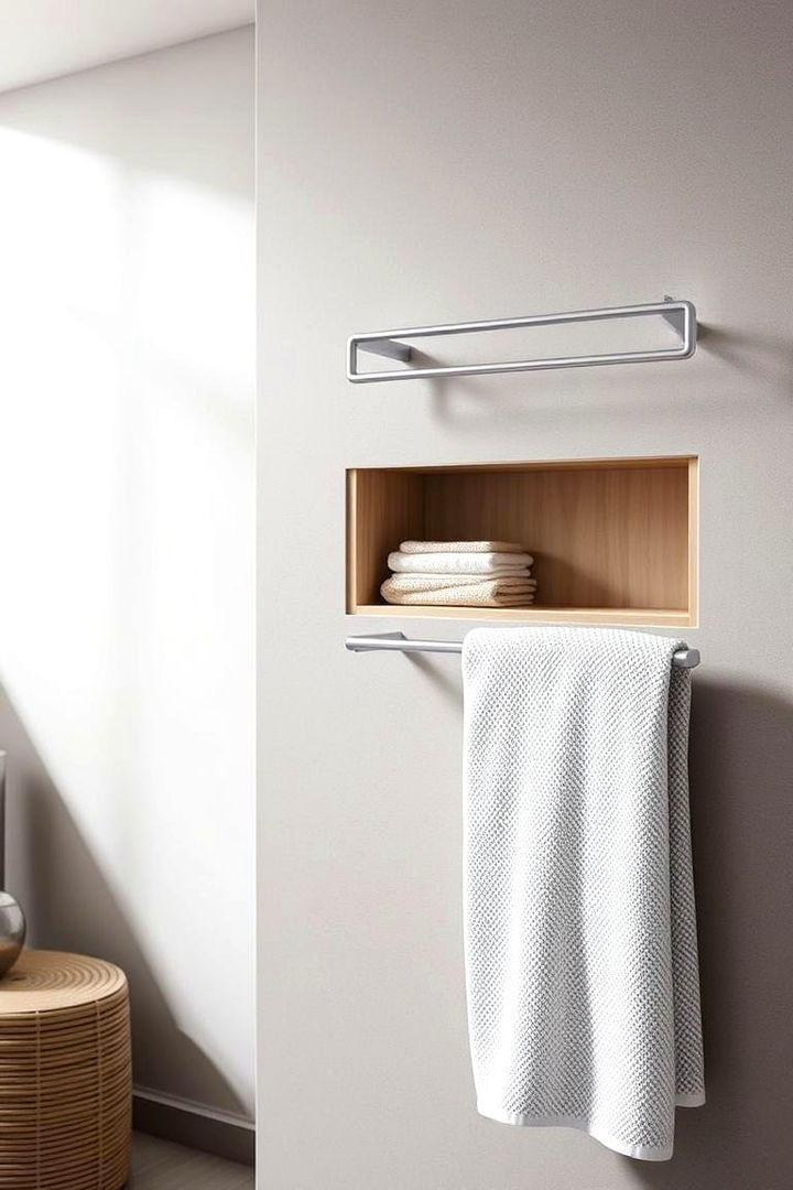 Towel Rod with Built In Shelves - 22 Towel Storage Ideas