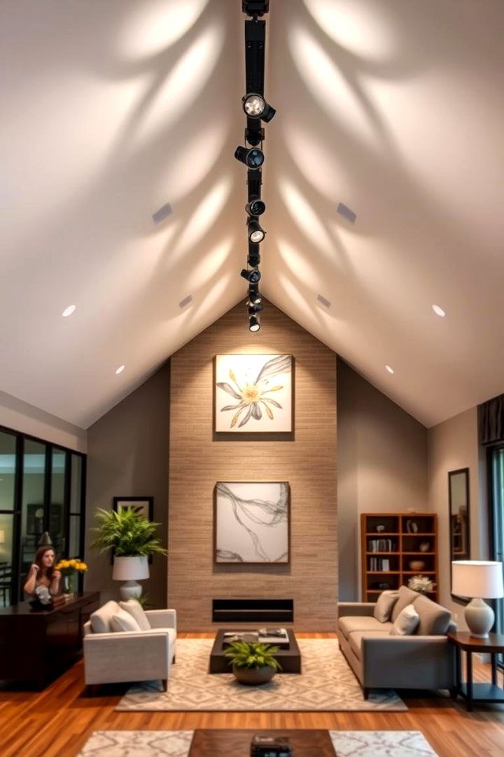 Track Lighting Solutions for Versatility - 22 Vaulted Ceiling Lighting Ideas