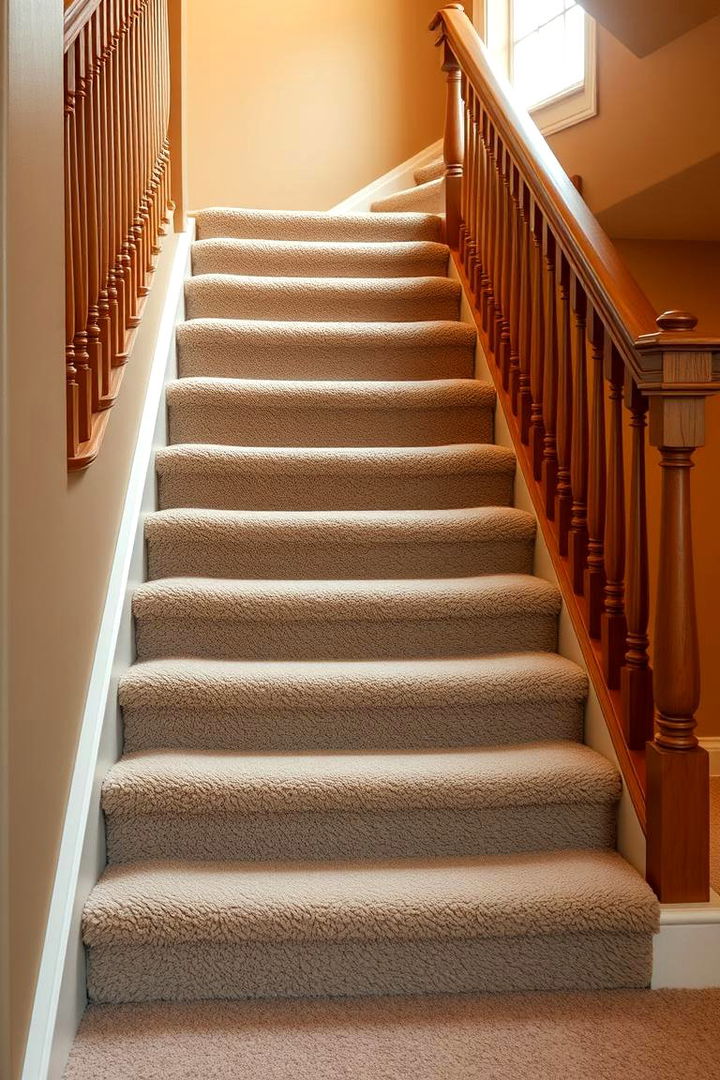 Traditional Carpetted Staircase Warmth - 22 Basement Stair Ideas